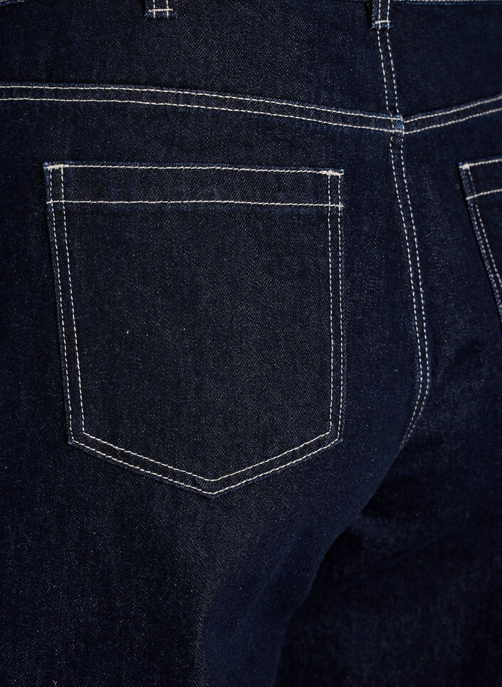 Wide fit jeans with wide turn-ups and contrast stitching, Blue, Packshot image number 3