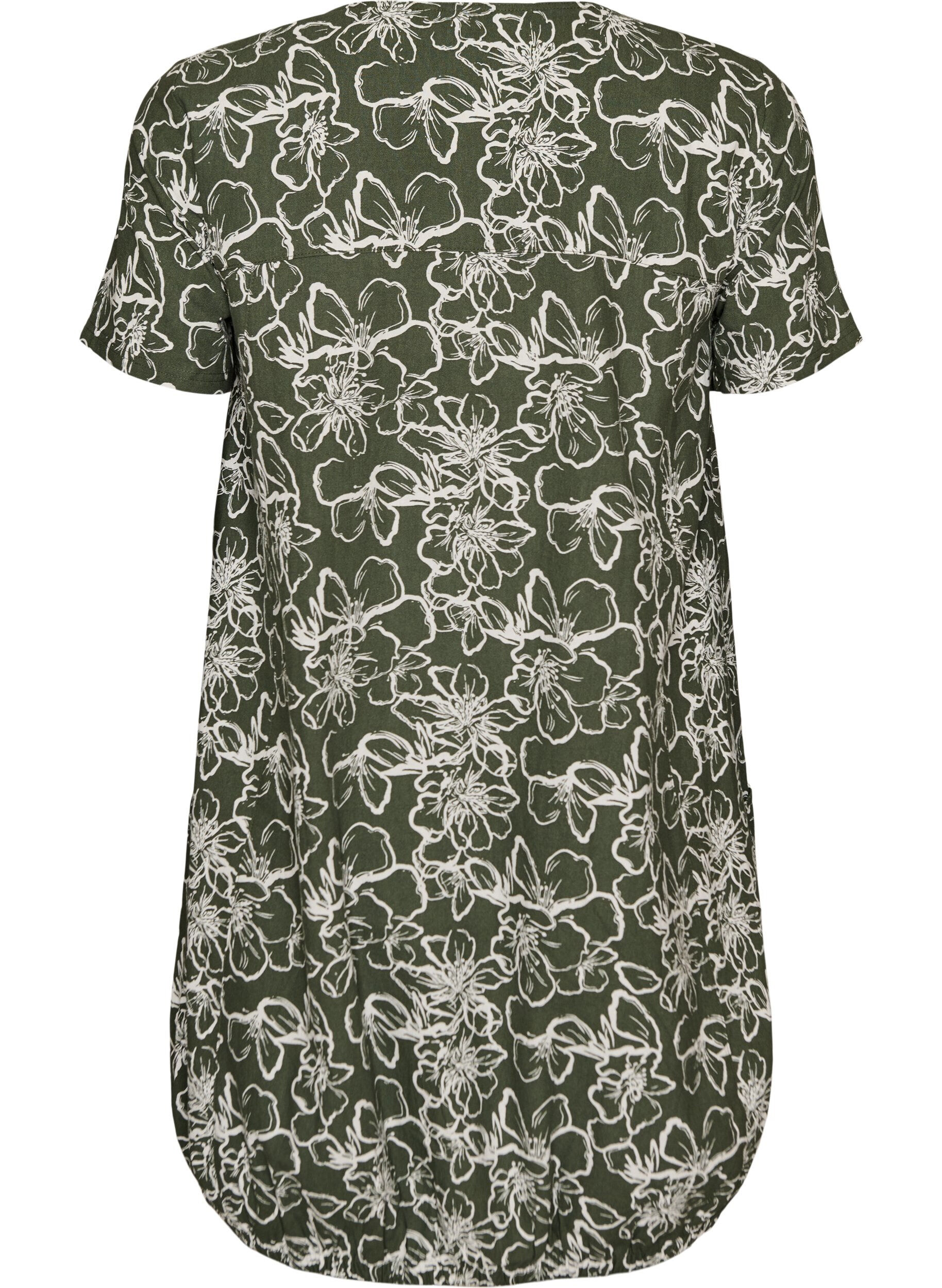 ZizzifashionShort-sleeved cotton dress with print, Green, Packshot image number 1