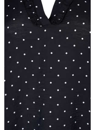 	 Dotted blouse with 3/4 sleeves in viscose material, Black Dot, Packshot image number 2