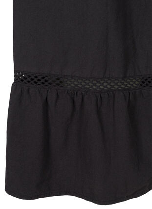 Cotton dress with lace ribbon and short sleeves, Black, Packshot image number 3