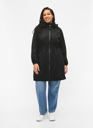 Functional coat with pockets and hood, Black, Model image number 4