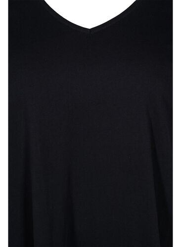 Short-sleeved cotton dress with a-shape, Black, Packshot image number 2