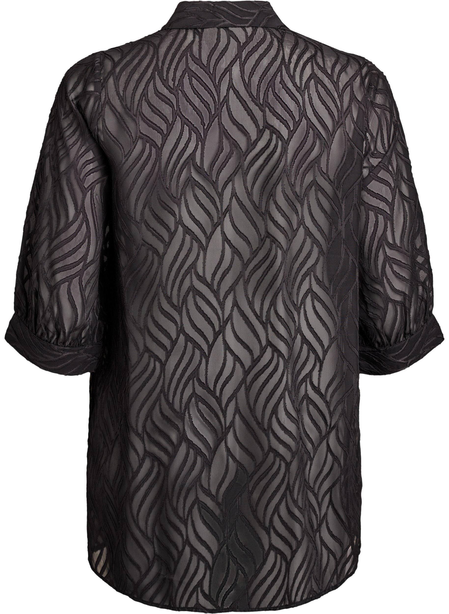 Zizzifashion Chiffon tunic with textured pattern, Black, Packshot image number 1
