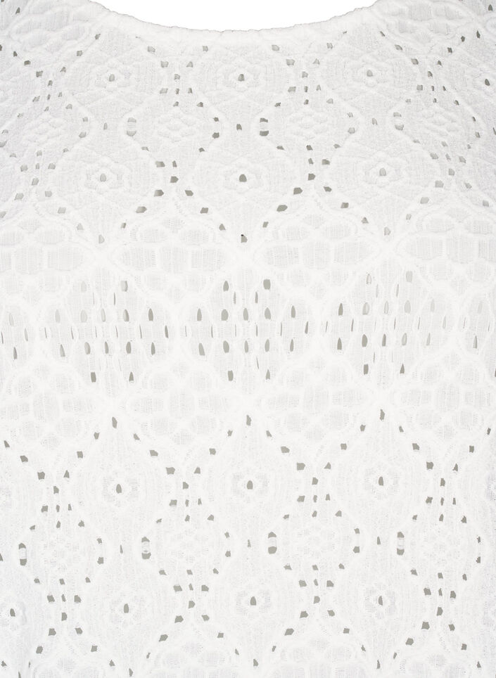 Short-sleeved blouse with lace pattern, Bright White, Packshot image number 2