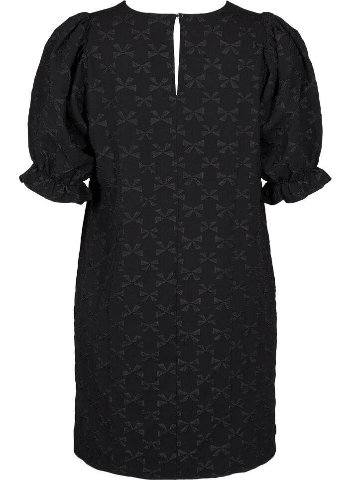 Short jacquard dress with bows, Black W. Bow, Packshot image number 1