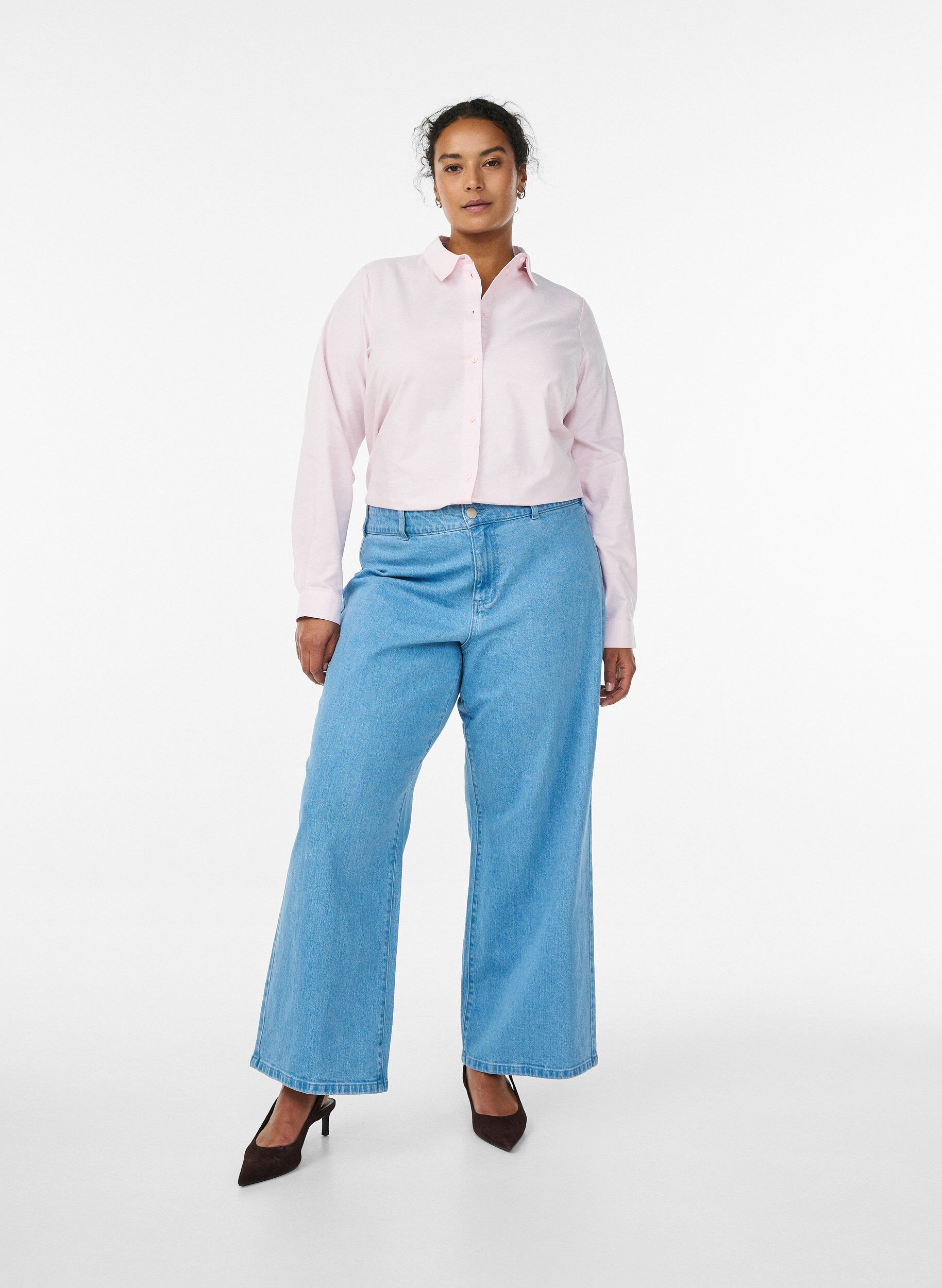 Zizzifashion Long-sleeved cotton shirt, Pink, Model image number 1