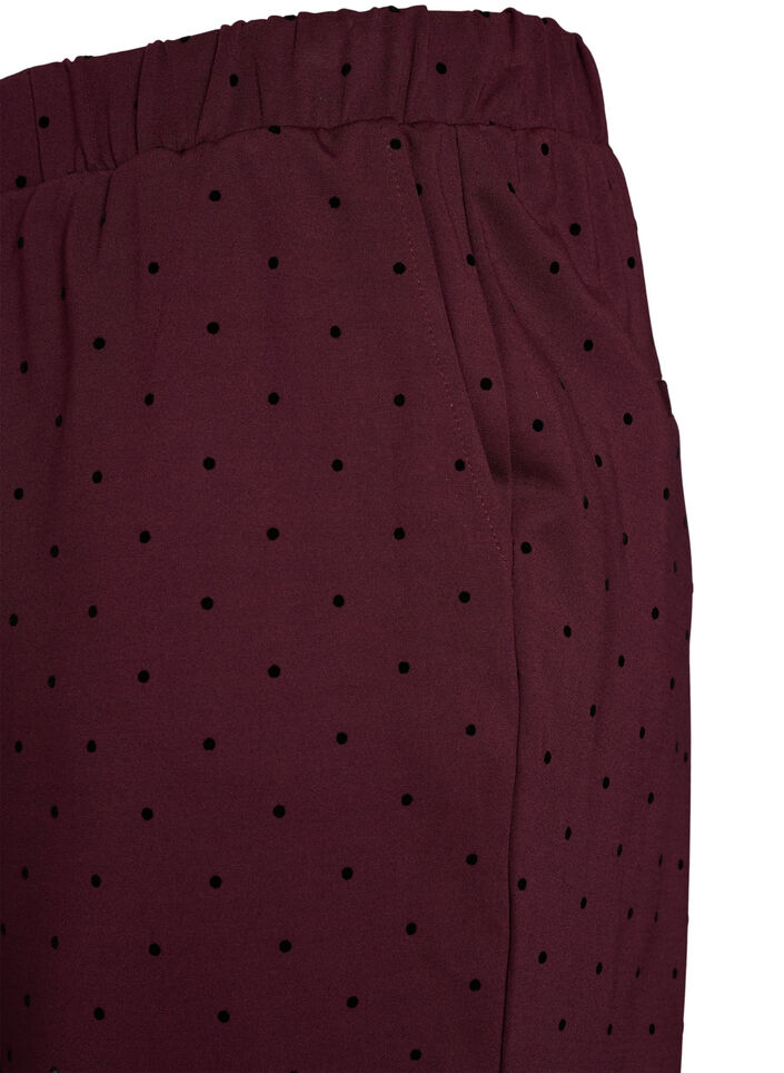 Spotted trousers with a high waist and straight legs, Red, Packshot image number 2