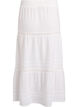 A-line midi skirt in cotton muslin with crochet band, White, Packshot image number 1