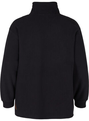 High neck fleece sweater with a zip, Black, Packshot image number 1