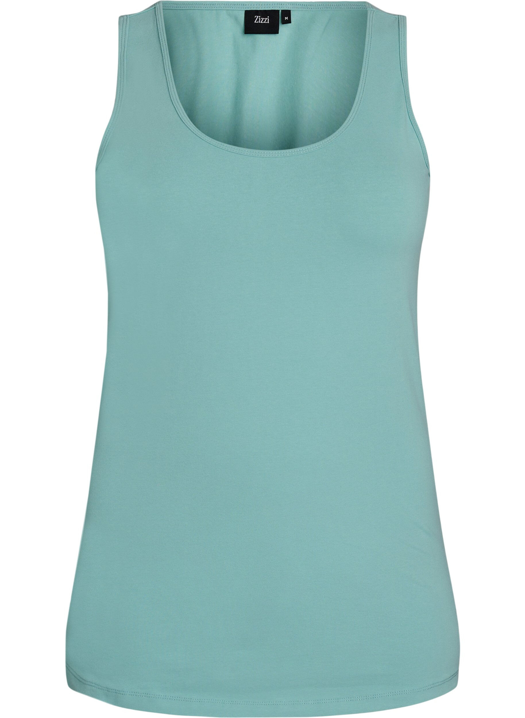 Zizzifashion Solid color basic top in cotton, Green, Packshot image number 0