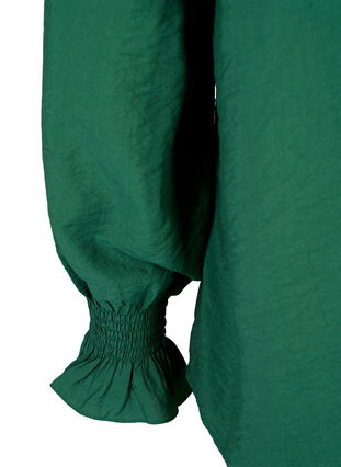 Long-sleeved viscose blouse with ruffle details, Hunter Green, Packshot image number 3