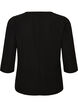 Blouse with asymmetric draping and 3/4 sleeves, Black, Packshot image number 1