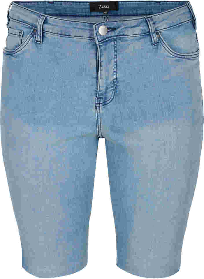 Long cotton denim shorts, Blue denim, Packshot image number 0