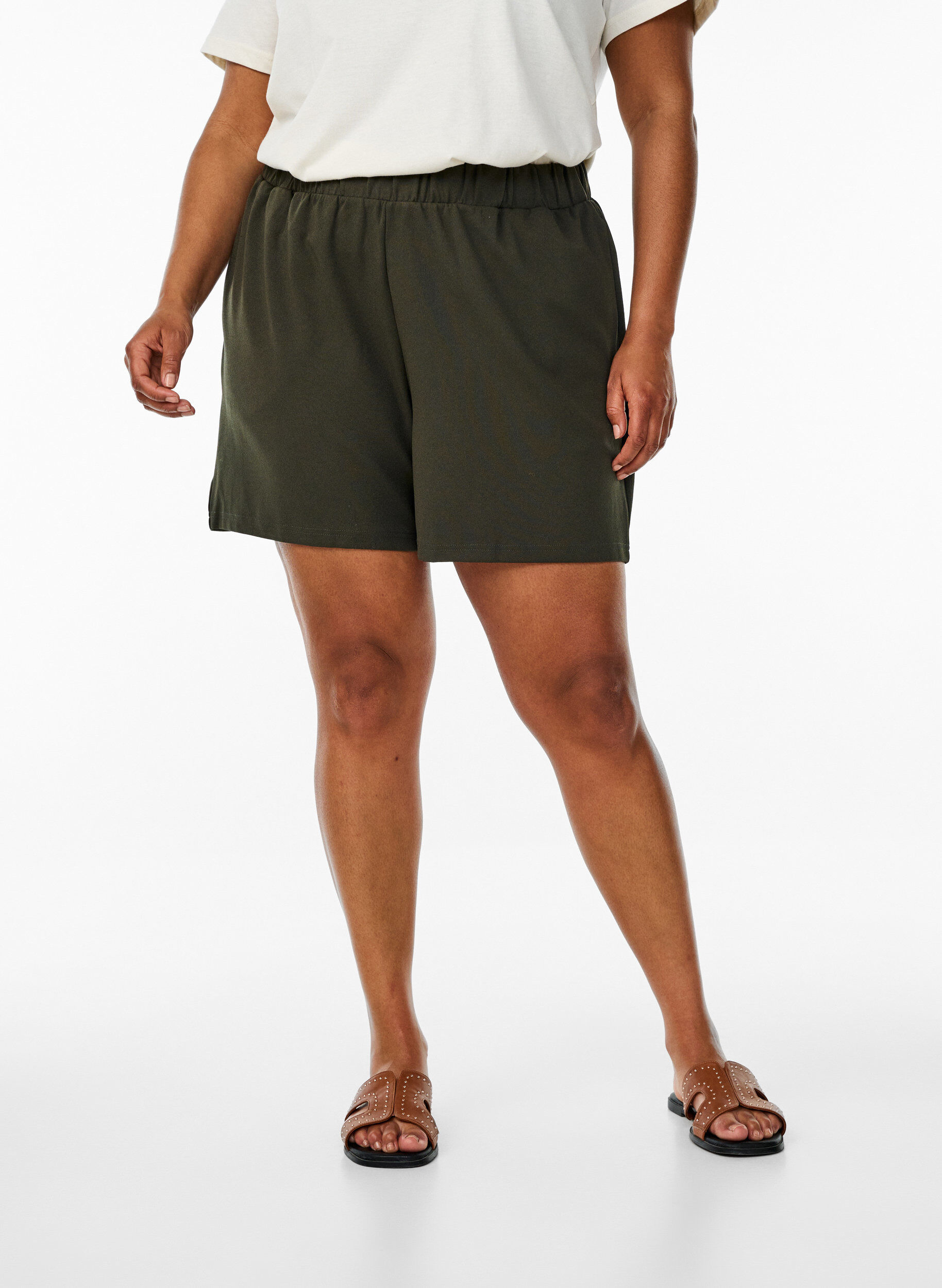 Zizzifashion Loose shorts with pockets, Green, Model image number 2