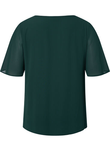 V-neck blouse with short sleeves, Scarab, Packshot image number 1