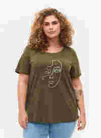 T-shirt with mica print in cotton, Ivy G. Shimmer Face, Model