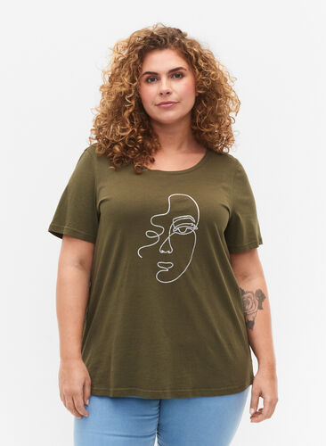 T-shirt with mica print in cotton, Ivy G. Shimmer Face, Model image number 0
