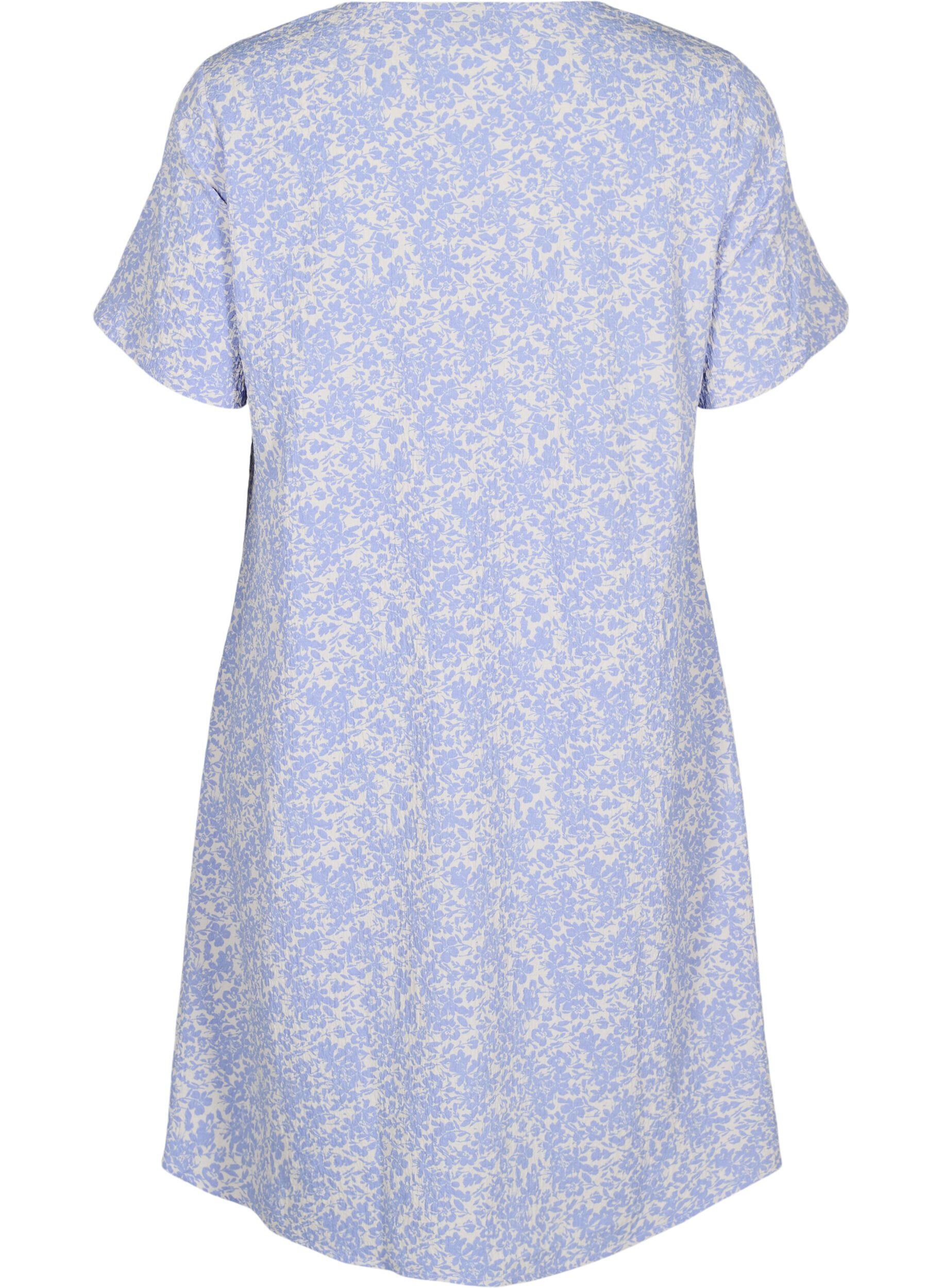 Zizzifashion Short-sleeved dress with V-neck, Blue, Packshot image number 1