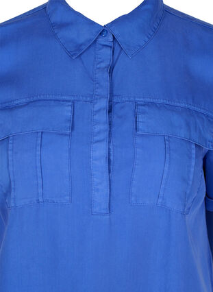 Short-sleeved tunic with collar, Dazzling Blue, Packshot image number 2