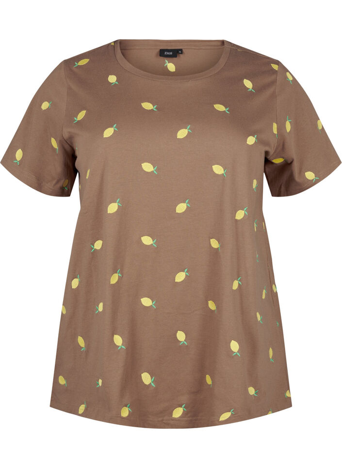 Organic cotton T-shirt with lemons, Coca M. Lemon Emb., Packshot image number 0