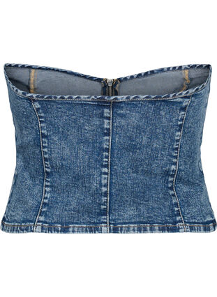 Denim corset top with zip, Blue denim, Packshot image number 1