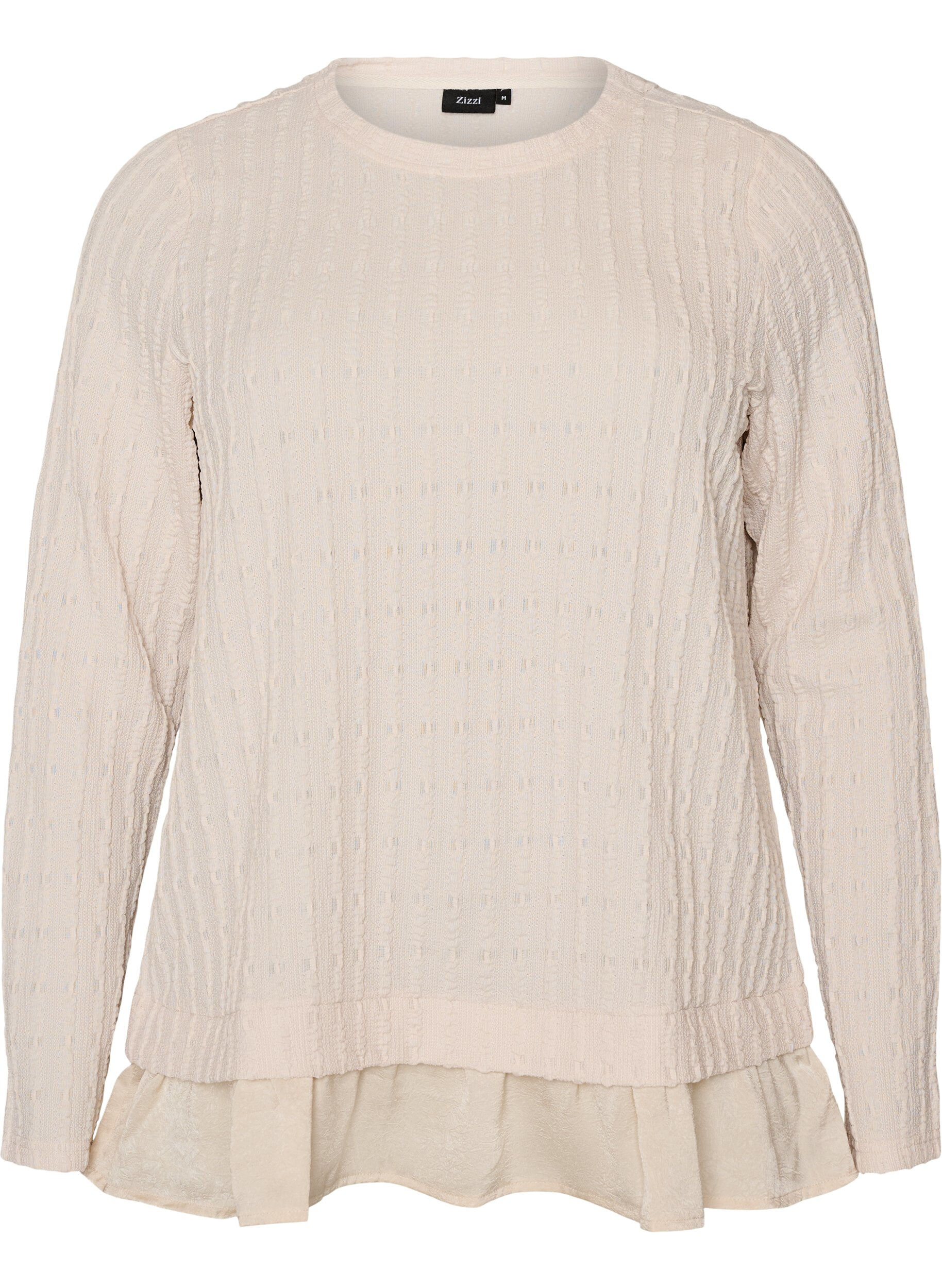ZizzifashionStructured blouse with ruffle hem, Vanilla, Packshot image number 0