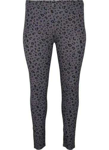Viscose leggings with leopard print, Grey Leo, Packshot image number 0