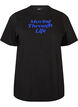 Cotton T-shirt with text print, Black, Packshot image number 0