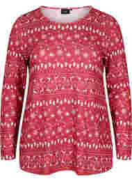 Top with Christmas print, Tango Red/White AOP, Packshot