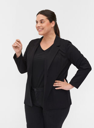 Simple blazer with button, Black, Model image number 0
