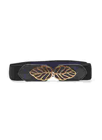 Elastic waist belt with gold buckle