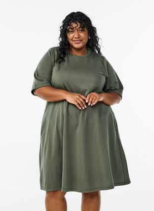 womens jersey dress with pockets Eloise Puff Sleeve Jersey Collar Dress with Pockets Blue / Medium