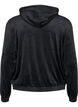 Velour cardigan with hood, Black, Packshot image number 1