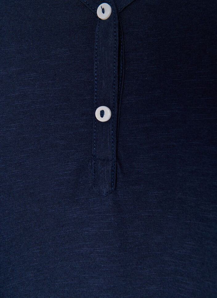 Long-sleeved t-shirt with V-neck and buttons, Blue, Packshot image number 2