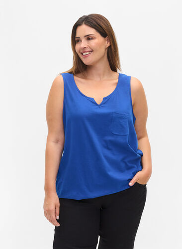 Cotton top with elasticated band in the bottom, Dazzling Blue, Model image number 0