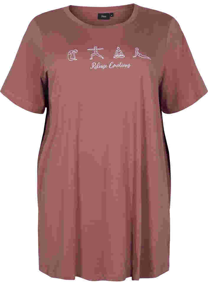Oversized night t-shirt in organic cotton, Rose Brown W. Relax , Packshot image number 0
