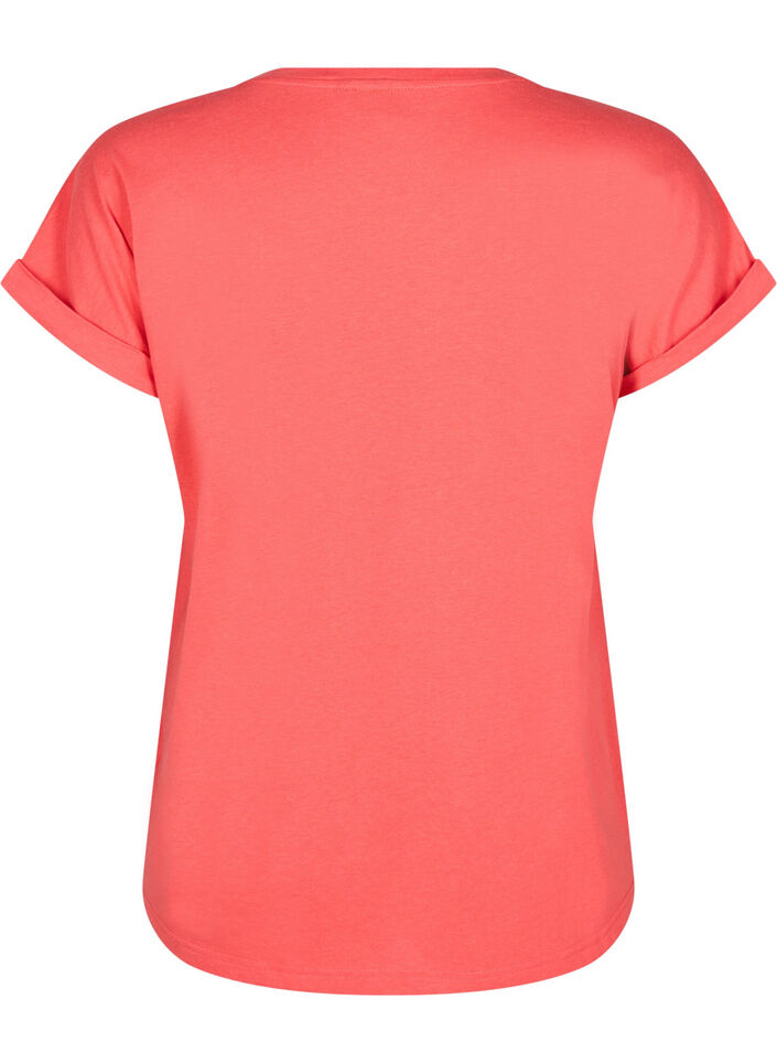 Short-sleeved cotton blend t-shirt, Red, Packshot image number 1