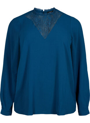Long sleeved blouse with lace detail, Titan, Packshot image number 0