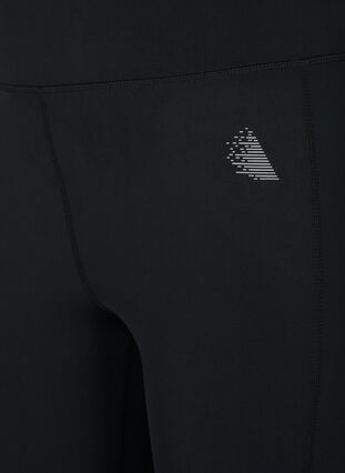 Cropped gym leggings with pocket and reflection, Black, Packshot image number 2