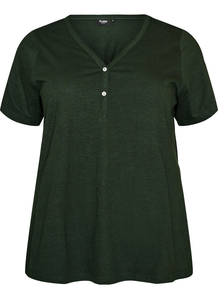 T-shirt with button detail, Green, Packshot image number 0