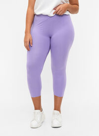 Basic 3/4-length viscose leggings, Violet Tulip, Model