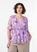Floral chiffon blouse with short sleeves, Purple, Model image number 0
