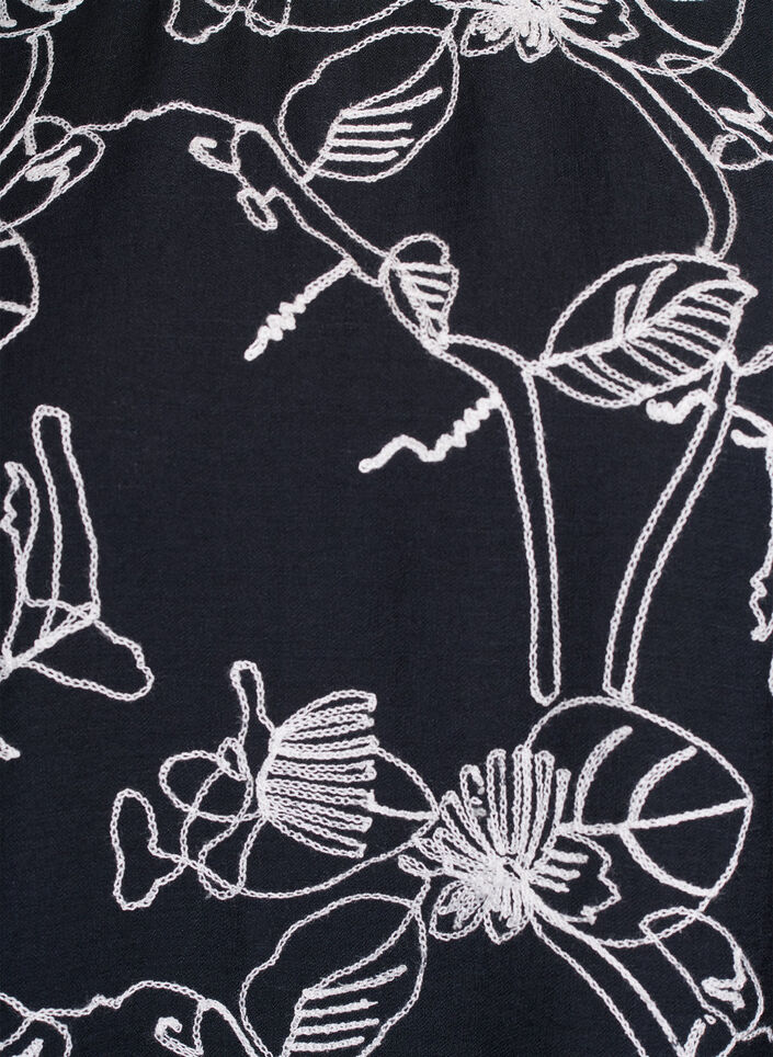 Short-sleeved blouse with embroidered pattern, Black, Packshot image number 2