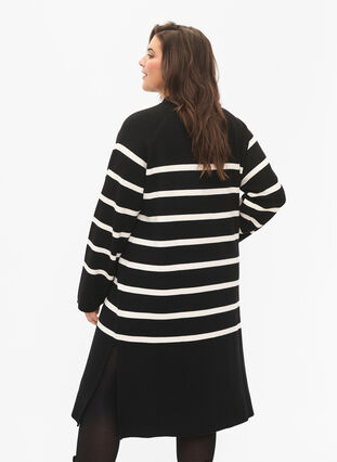 Striped knit dress with turtleneck, Black Comb, Model image number 1