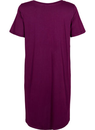 Cotton nightdress with print, D. Purple w. Coffee, Packshot image number 1