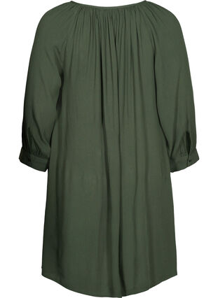 Viscose tunic with 3/4 sleeves, Thyme, Packshot image number 1