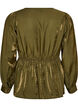 Shiny viscose blouse with peplum effect, Green, Packshot image number 1