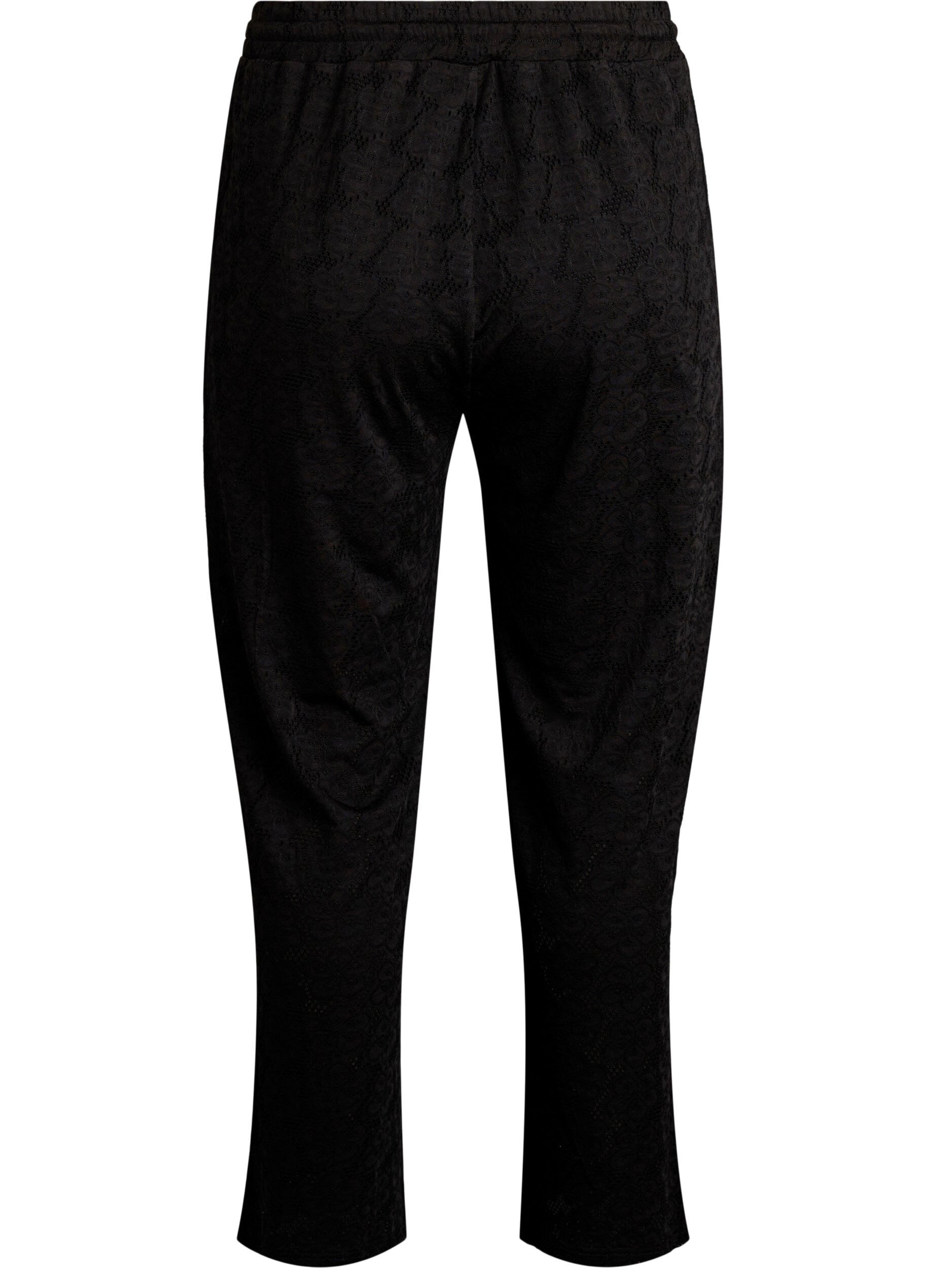 Zizzifashion FLASH - Trousers with texture and high waist, Black, Packshot image number 1