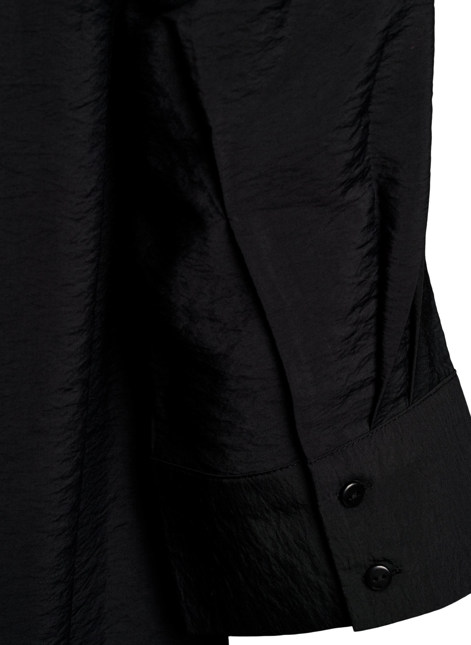 ZizzifashionShort dress with collar and chest pocket, Black, Packshot image number 3