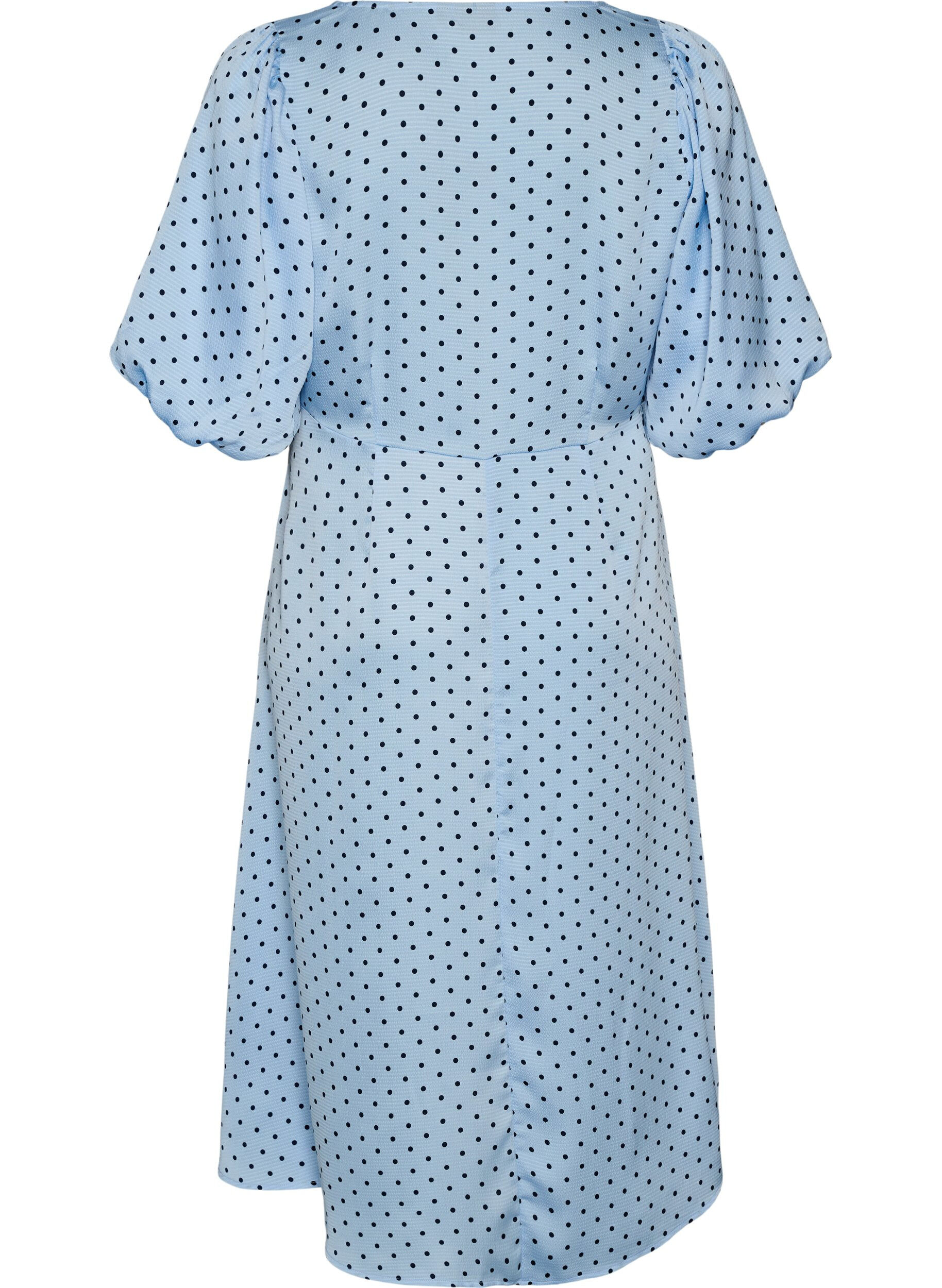 Zizzifashion Polka dot midi dress with square neckline, Light Blue, Packshot image number 1